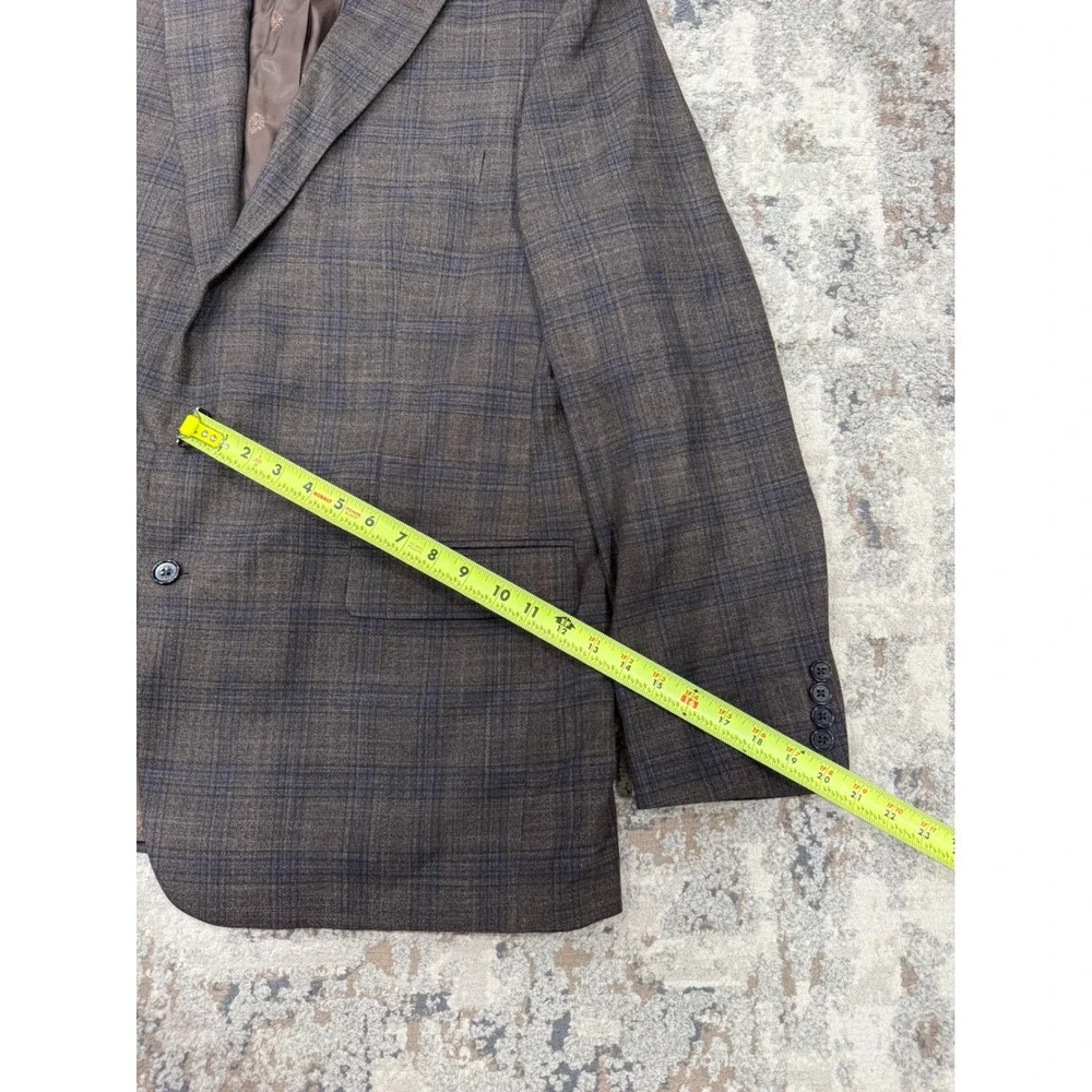 Lauren Ralph Lauren Mens 46L Brown Blue Glen Plaid Two Button Blazer Sport Coat